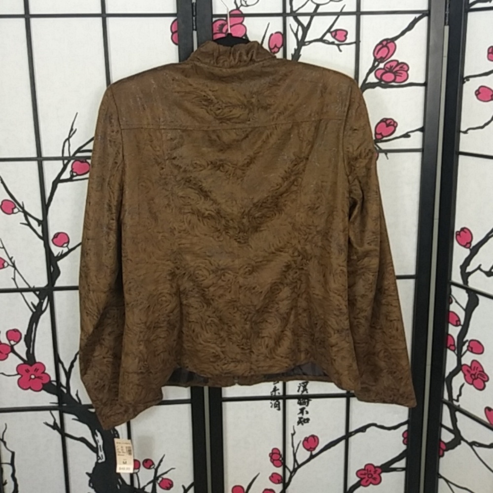 NWT Dressbarn Brown Jacket Open Front Draped Medium - Picture 3 of 3
